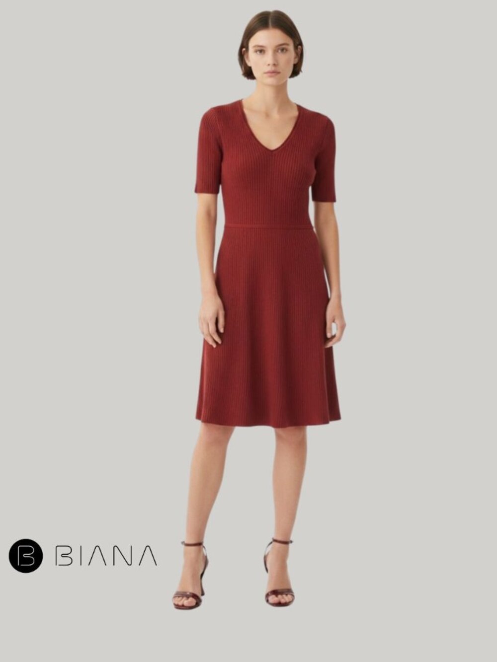 Biana Ribbed Short Sleeve Dress